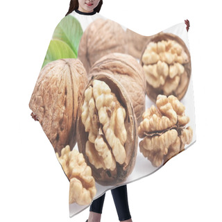 Personality  Walnuts With Leaf Isolated On A White Background. Hair Cutting Cape