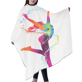 Personality  The Dancing Girl With Colorful Spots And Splashes On A Light Bac Hair Cutting Cape
