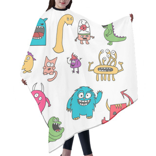 Personality  Set Of Doodle Monsters Icons Hair Cutting Cape
