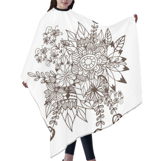 Personality  Decorative Zentangle Floral Composition. Hair Cutting Cape