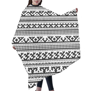 Personality  Seamless Black Pattern With Geometric Ethnic Ornaments Of Northern Nations. Pattern Brushes Are Included In EPS File. Hair Cutting Cape