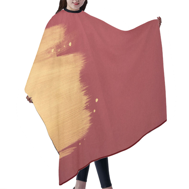 Personality  Artistic Burgundy Wallpaper With Golden Brushstroke And Copy Space Hair Cutting Cape