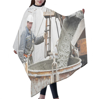 Personality  Builder Worker Pouring Concrete Into Barrel Hair Cutting Cape