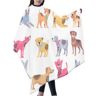 Personality  Domestic Dogs Of Pure Breeds Big Illustrations Set Hair Cutting Cape