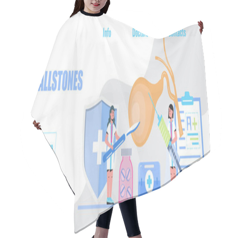 Personality  Gallbladder Concept Vector. Doctors Treat Gallstones. Biliary Dyskinesia Ptoblems. Healthcare, Medical Template For Medical Website, Banner. Hair Cutting Cape