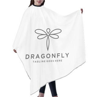 Personality  Modern Minimalist Elegant Dragonfly Logo Design With Line Art Style Hair Cutting Cape