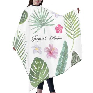 Personality  Hand Drawn Set Of Tropical Leaves And Flowers. Vector Design Concept Hair Cutting Cape