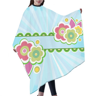 Personality  Frame With Flowers On Blue Background With Sunburst Hair Cutting Cape