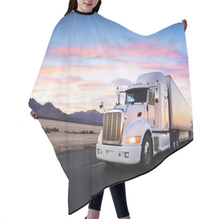 Personality  Truck And Highway At Sunset - Transportation Background Hair Cutting Cape