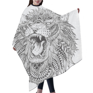 Personality  Hand Drawn Abstract Lion Vector Illustration Hair Cutting Cape