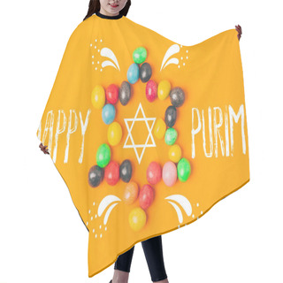 Personality  Top View Of Star Made Of Sweets Isolated On Orange, Purim Holiday Concept Hair Cutting Cape