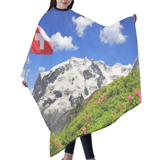 Personality  Mount Monte Rosa With Swiss Flag Hair Cutting Cape