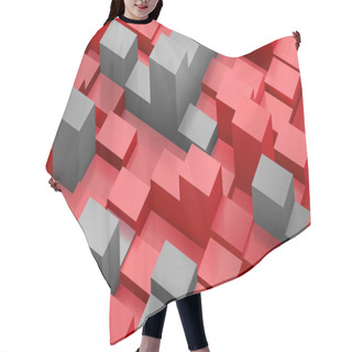 Personality  Abstract Background Of Cubes And Parallelepipeds In Red And Gray Hair Cutting Cape