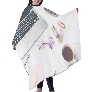 Personality  Modern Girly Workplace With Laptop Hair Cutting Cape