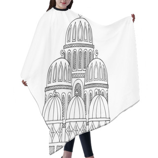 Personality  Abstract Mosque Illustration. Sketchy Hand Drawn Doodle. Black A Hair Cutting Cape