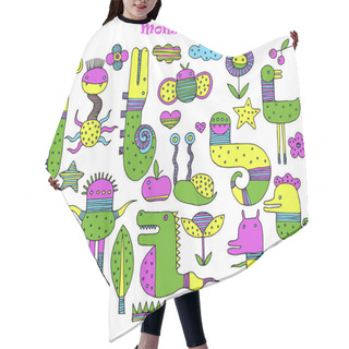 Personality  Set Of Multicolored Cartoon Monsters. Vector Image Hair Cutting Cape