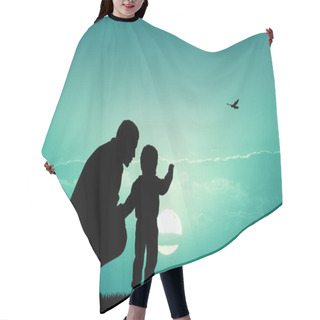 Personality  Father With Child At Sunset Hair Cutting Cape