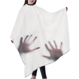 Personality  Blurry Silhouette Of Human Hands Touching Frosted Glass Hair Cutting Cape