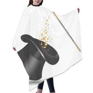 Personality  Magic Hat And Wand With Sparkles. Vector Hair Cutting Cape