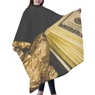 Personality  Nugget Gold And Dollar Bills Business Concept Hair Cutting Cape