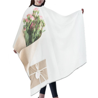 Personality  Pink Roses Bouquet And Envelope Hair Cutting Cape