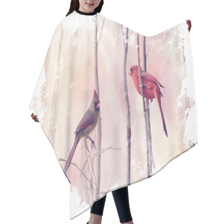 Personality  Two Northern Cardinals Watercolor Hair Cutting Cape