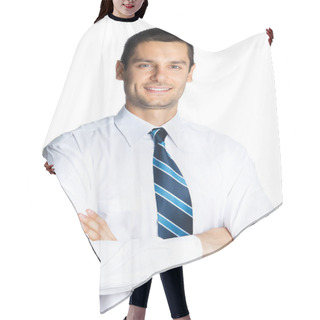 Personality  Young Happy Smiling Business Man Hair Cutting Cape