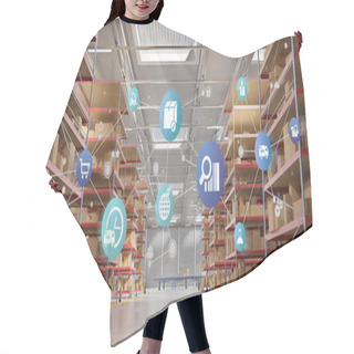 Personality  View Of A Logistic Organisation On A Warehouse Background 3d Rendering Hair Cutting Cape