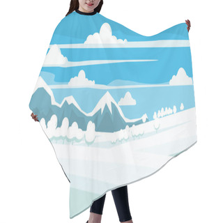 Personality  Winter Landscape, Field In The Snow, Mountains, Trees, Style, Vector, Illustration, Isolated Hair Cutting Cape