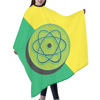 Personality  Atom Green And Yellow Modern 3d Vector Icon Logo Hair Cutting Cape