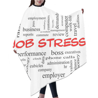 Personality  Job Stress Word Cloud Concept In Red Caps Hair Cutting Cape