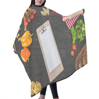 Personality  Sheet Of Paper On Clipboard And Ingredients Hair Cutting Cape