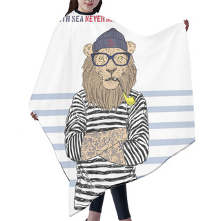 Personality  Lion Sailor With Tobacco Tube Hair Cutting Cape