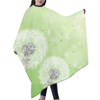 Personality  Green Background With Two Flowers Dandelions Hair Cutting Cape