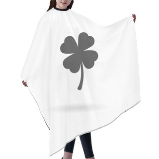 Personality  Dark Grey Icon Of Four Leaf (clover) On White Background With Sh Hair Cutting Cape