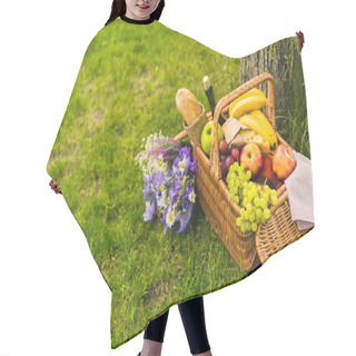 Personality  Picnic Basket With Fruits And Wine  Hair Cutting Cape