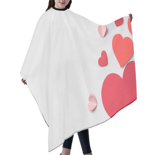 Personality  Top View Of Red Hearts On White Background Hair Cutting Cape