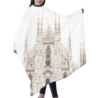 Personality  Milan Cathedral Dome Upper Front Isolated On White. Italy, Europ Hair Cutting Cape