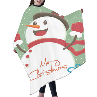 Personality  Vintage Christmas Poster Design With Snowman Hair Cutting Cape
