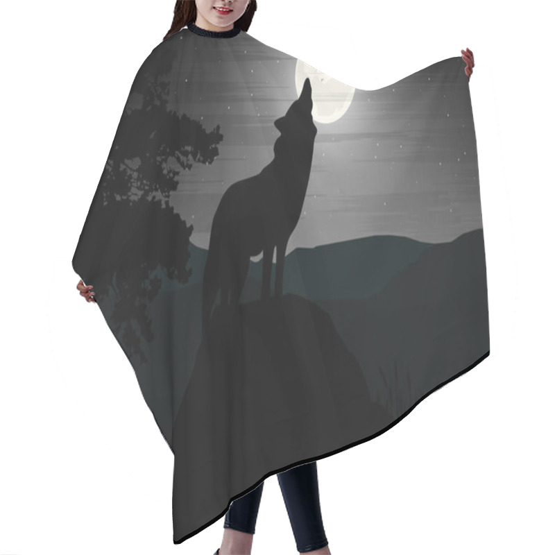 Personality  Wolf Silhouette, Simple Vector Illustration Hair Cutting Cape