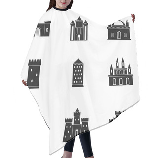 Personality  Castles Icon Set, Simple Style Hair Cutting Cape
