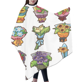 Personality  Flower Bouquet Icons Hair Cutting Cape