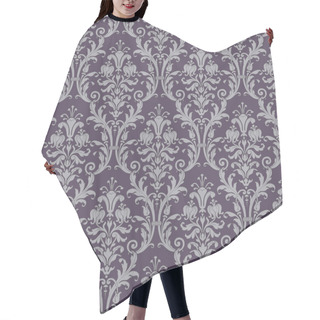 Personality  Damask Seamless Pattern In Purple And Gray Hair Cutting Cape