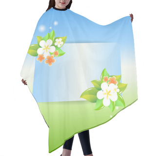 Personality  Greeting Card With Flowers. Vector. Hair Cutting Cape