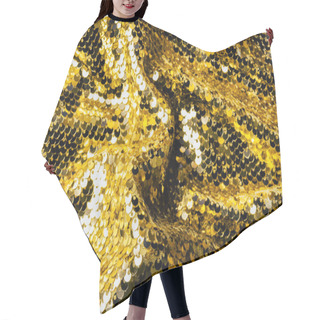 Personality  Top View Of Yellow Textile With Shiny Sequins As Background  Hair Cutting Cape