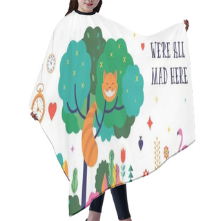 Personality  Alice In Wonderland Banner, Poster And Card. We Are Mad Here. Vector Background Hair Cutting Cape