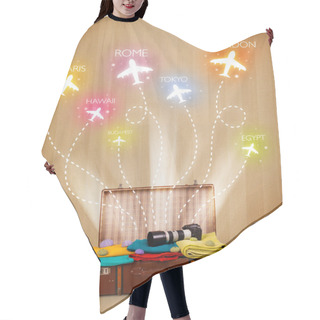 Personality  Travel Bag With Clothes And Colorful Planes Flying Out Hair Cutting Cape