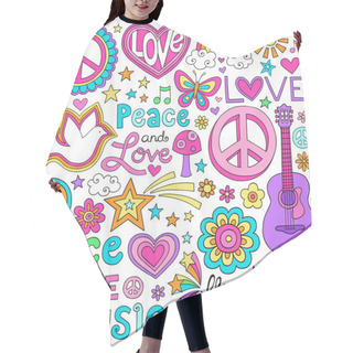 Personality  Peace Love And Music Notebook Doodles Vector Hair Cutting Cape