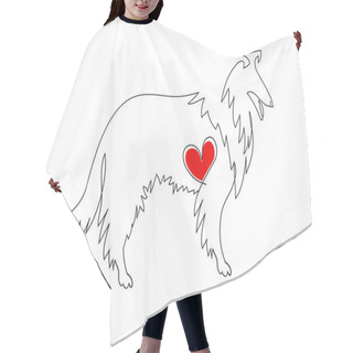 Personality  Collie Dog. Linear Image. Tattoo Dog With Heart. Hair Cutting Cape