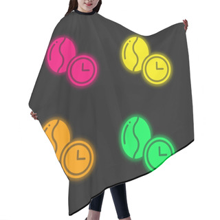 Personality  Bean Four Color Glowing Neon Vector Icon Hair Cutting Cape
